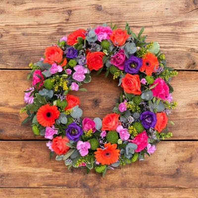 Orange, Purple & Green Loose Wreath