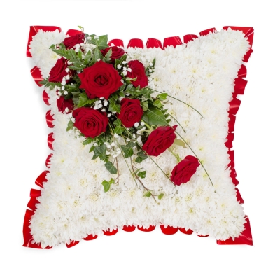 Blocked Cushion Red