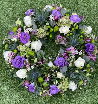 Purple, White & Lime Loose Wreath