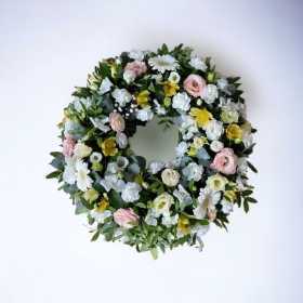 Peach White & Yellow Loose Wreath