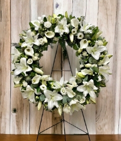 Large White Wreath & Stand